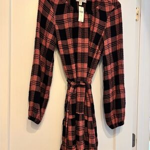 Cloth & Stone Pink and Black Plaid Dress